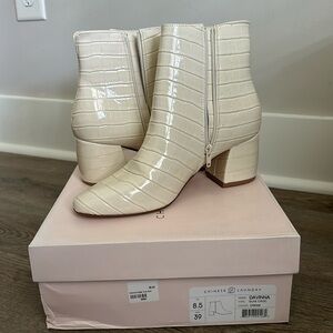 Chinese laundry crocodile ecru bootie